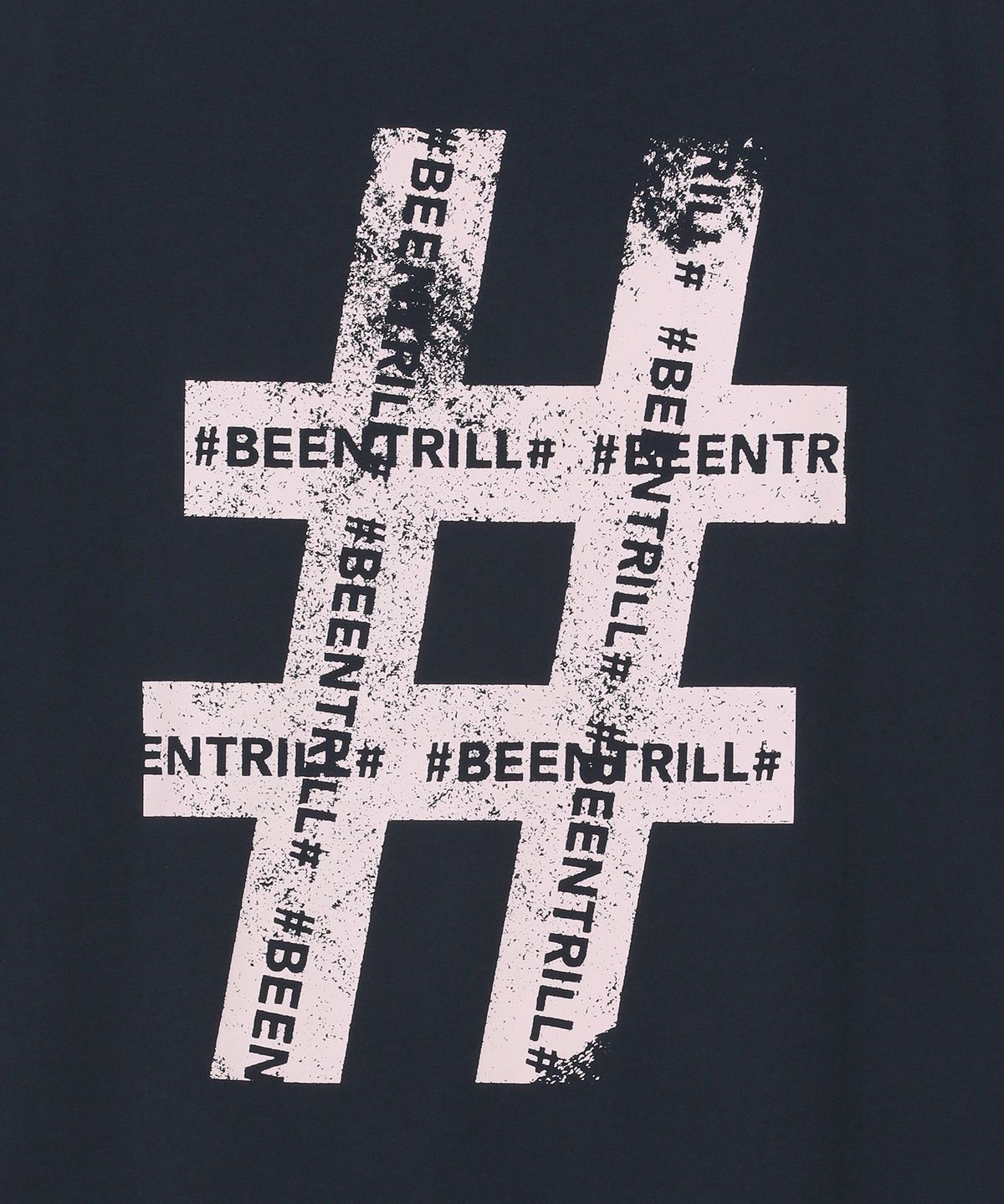 빈트릴(BEENTRILL) 빈티지 해시태그 오버핏 반팔티(차콜)