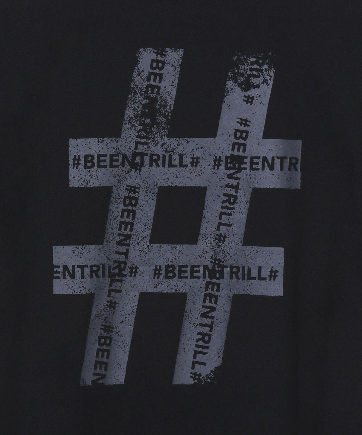 빈트릴(BEENTRILL) 빈티지 해시태그 오버핏 반팔티(블랙)