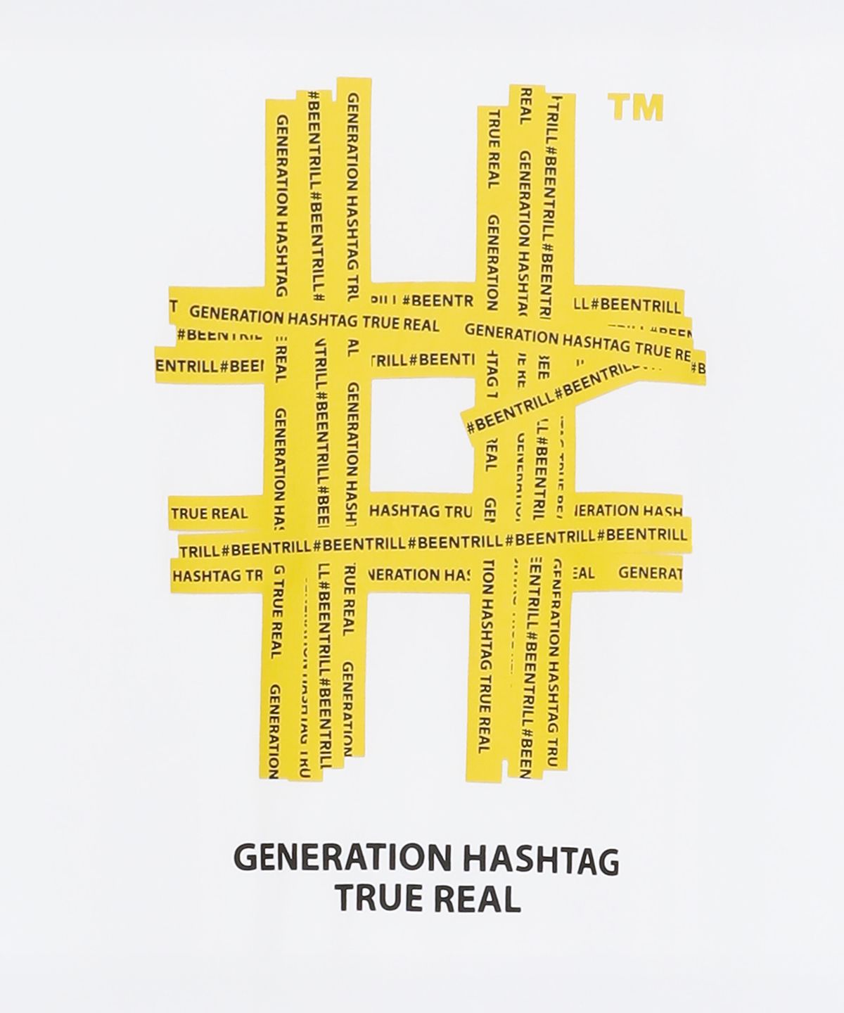 빈트릴(BEENTRILL) 테이핑 해시태그 오버핏 반팔티(오프 화이트)