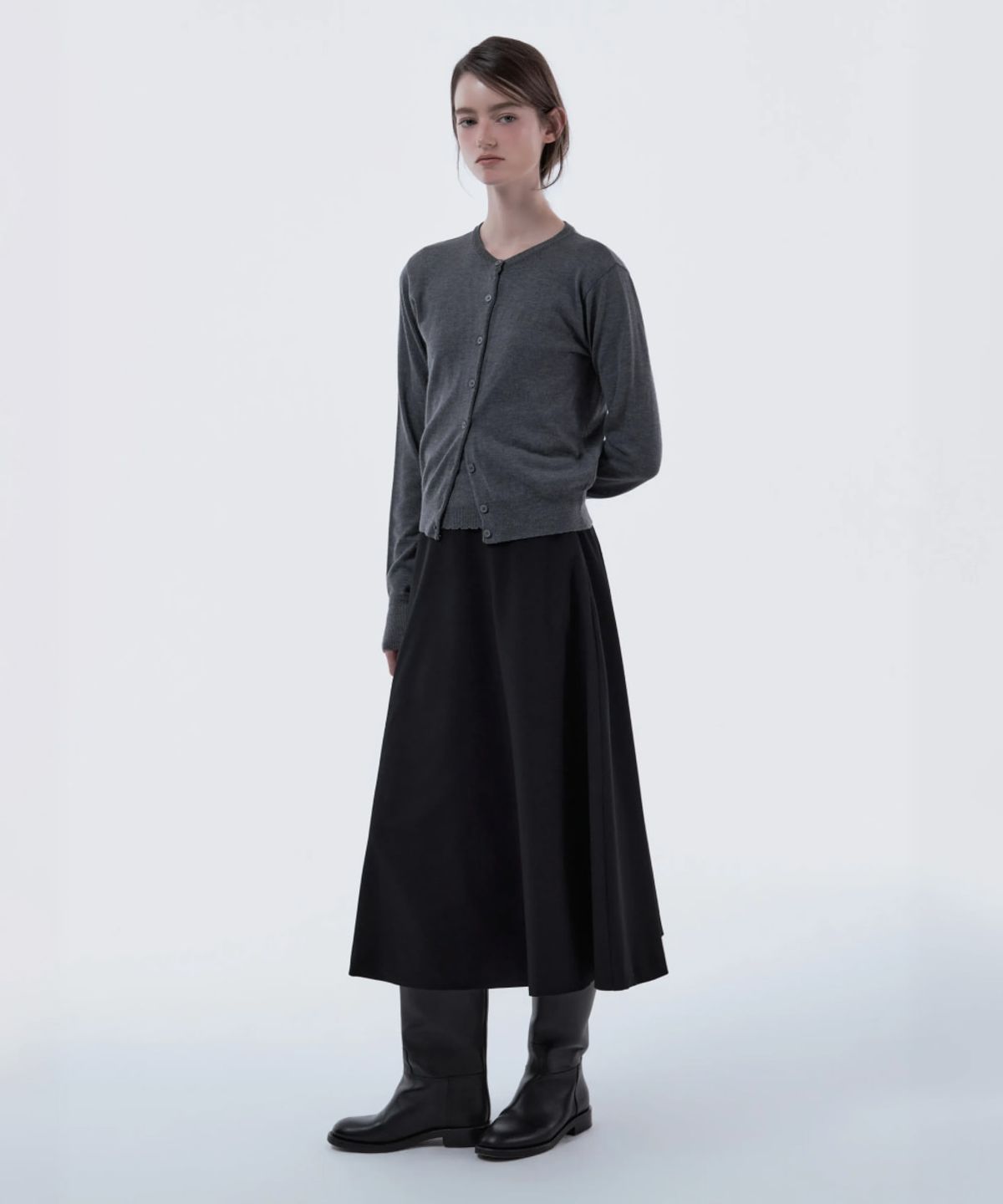 마우솔레움(MAU SOLEUM) Long Flare Suit Skirt - Dark Navy