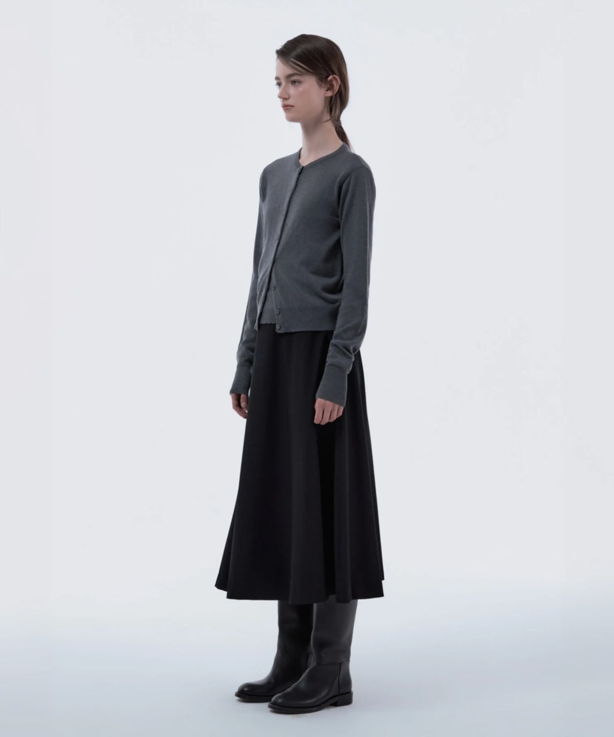 마우솔레움(MAU SOLEUM) Long Flare Suit Skirt - Dark Navy