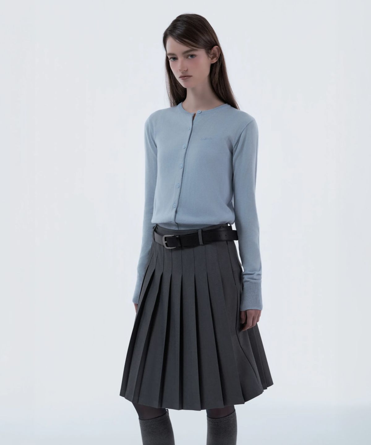 마우솔레움(MAU SOLEUM) Jenn Pleated Midi Skirt - Grey