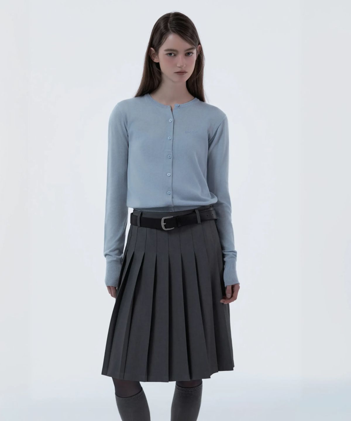 마우솔레움(MAU SOLEUM) Jenn Pleated Midi Skirt - Grey