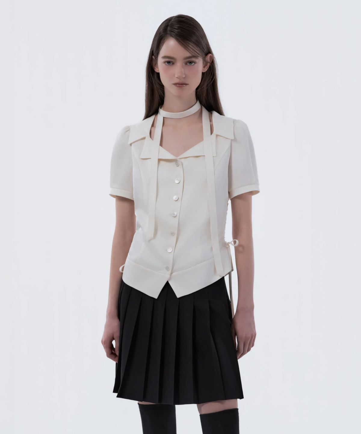 마우솔레움(MAU SOLEUM) Jenn Pleated Mini Skirt - Black