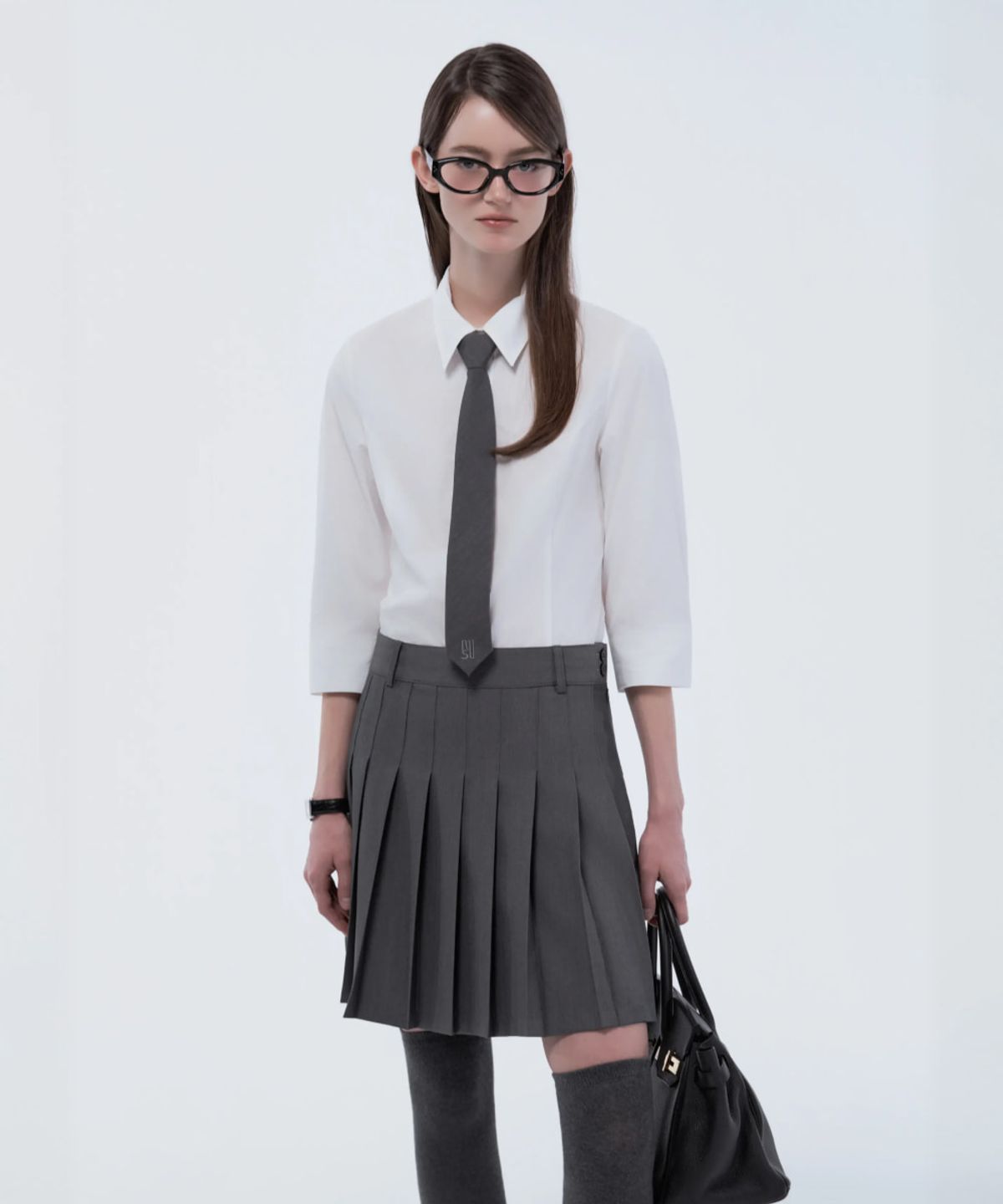 마우솔레움(MAU SOLEUM) Jenn Pleated Mini Skirt - Grey