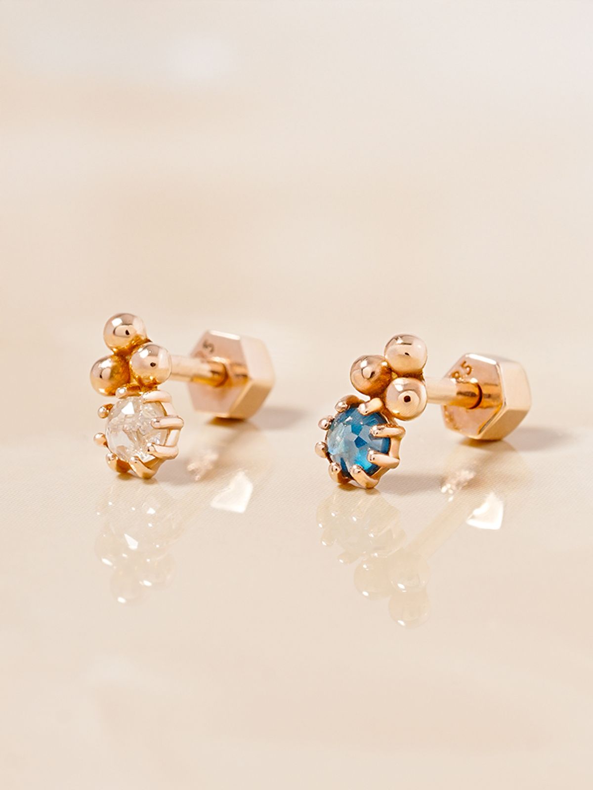 미니멀피어싱(MINIMALPIERCING) 14K 18K 라비앙 러프 다이아몬드 피어싱
