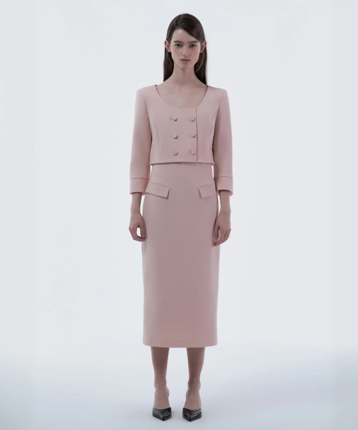 마우솔레움(MAU SOLEUM) Celina Button Long Dress - Pink