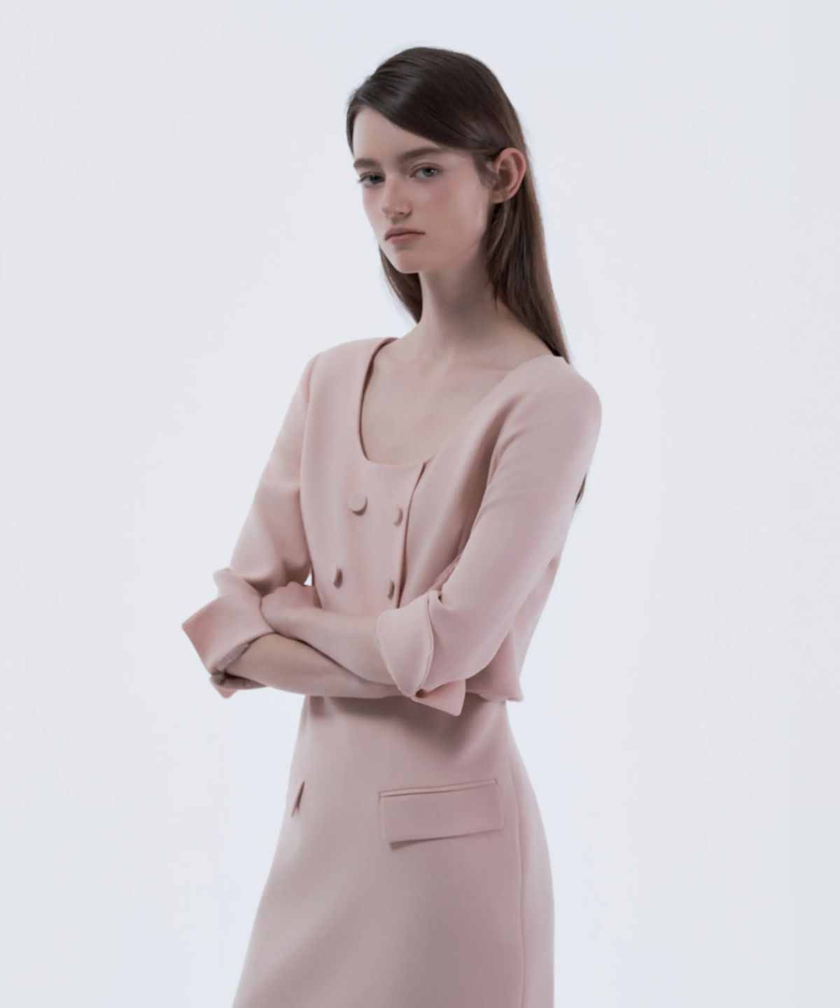 마우솔레움(MAU SOLEUM) Celina Button Long Dress - Pink