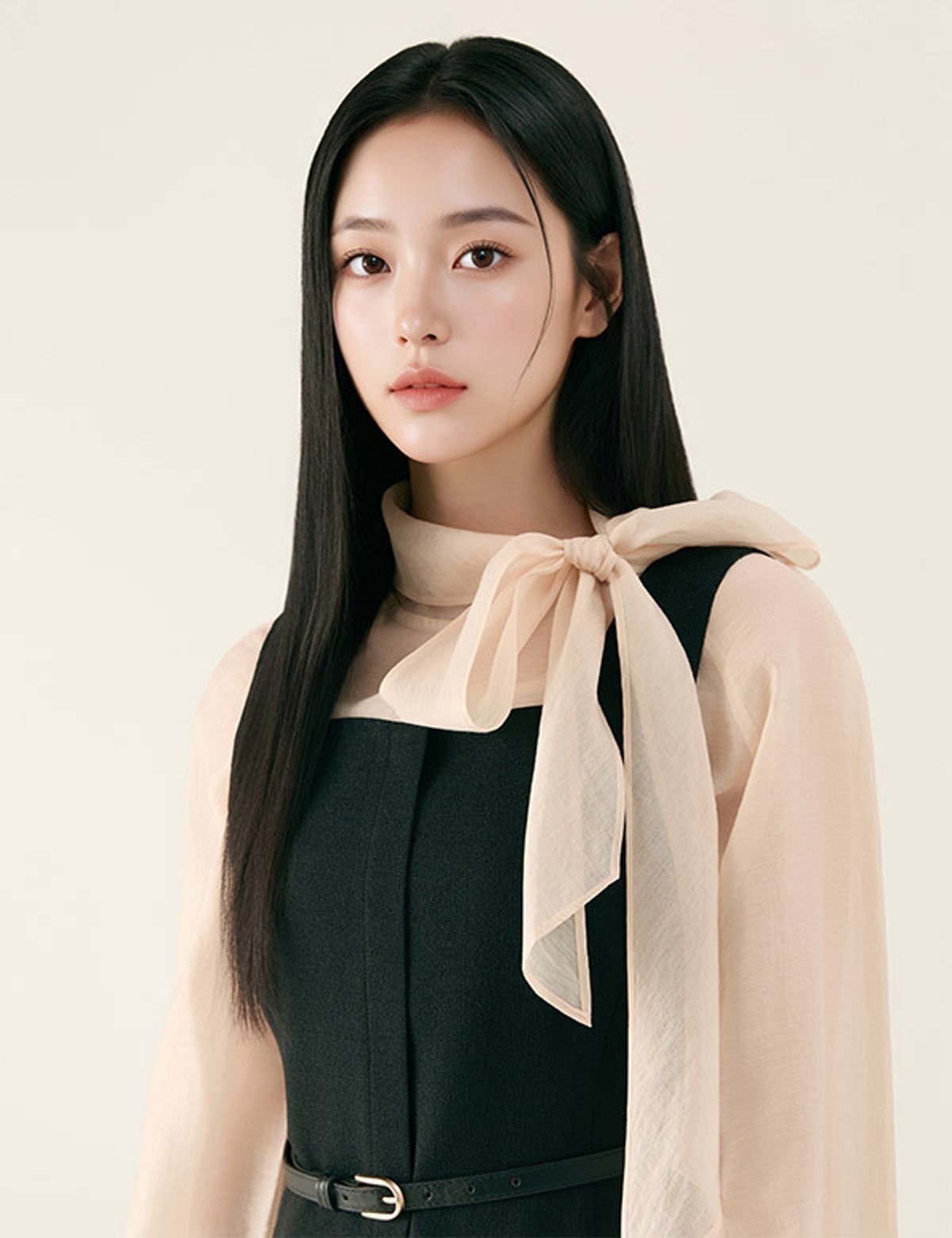로엠(ROEM) 벨티드 뷔스티에 롱 원피스_RMOWG23R11