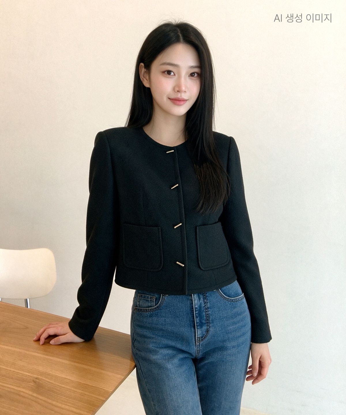 로엠(ROEM) 금속장식 칼라리스 자켓_RMJKG23R14