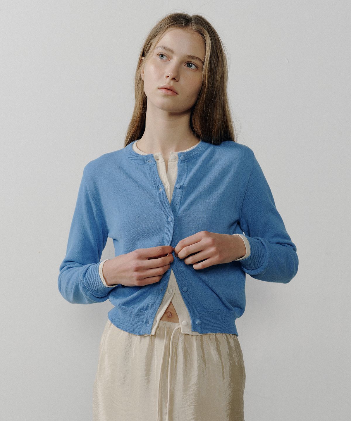 오떼뜨(OCTETTE) COOL COTTON BUTTON CARDIGAN_2COLOR