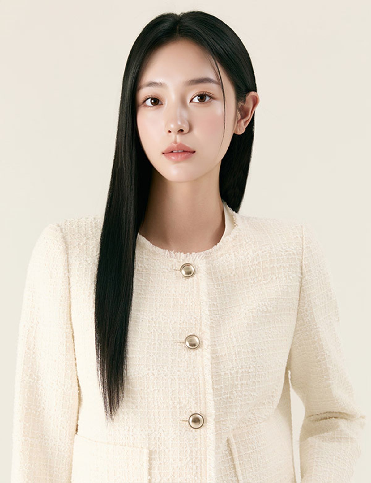 로엠(ROEM) 라운드넥 트위드 수술자켓_RMJKG23S11