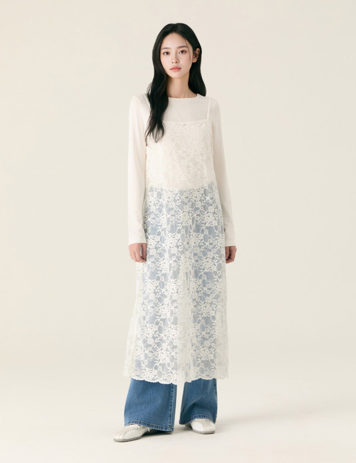 로엠(ROEM) 레이스 레이어드 원피스_RMOWG23RT1