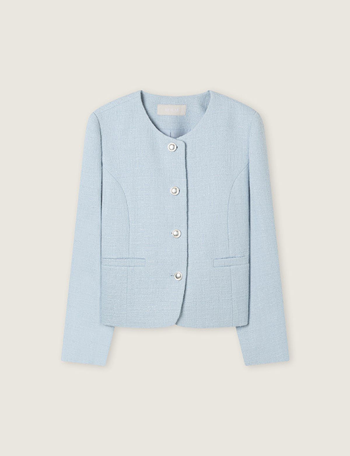로엠(ROEM) 올데이자켓 칼라리스 트위드 자켓_Light Blue_RMJKG23S99