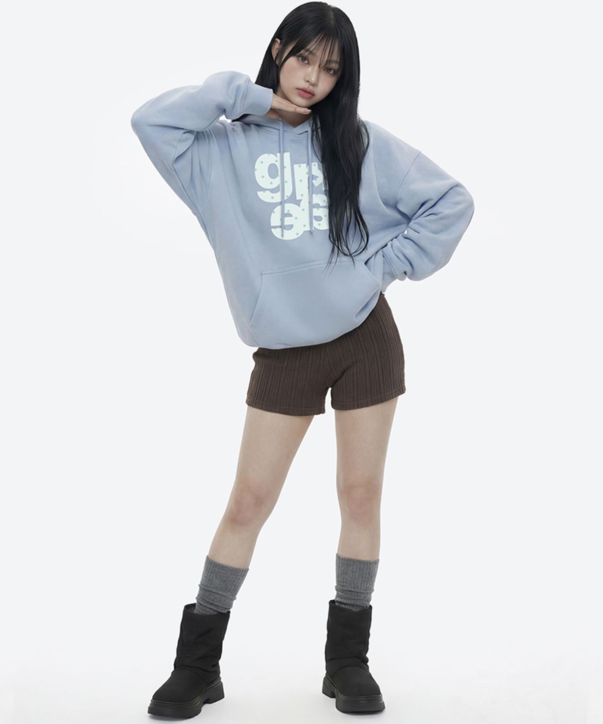 그레이버(GRAVER) [UNISEX]GRAE-S DOT후드티_SKYBLUE