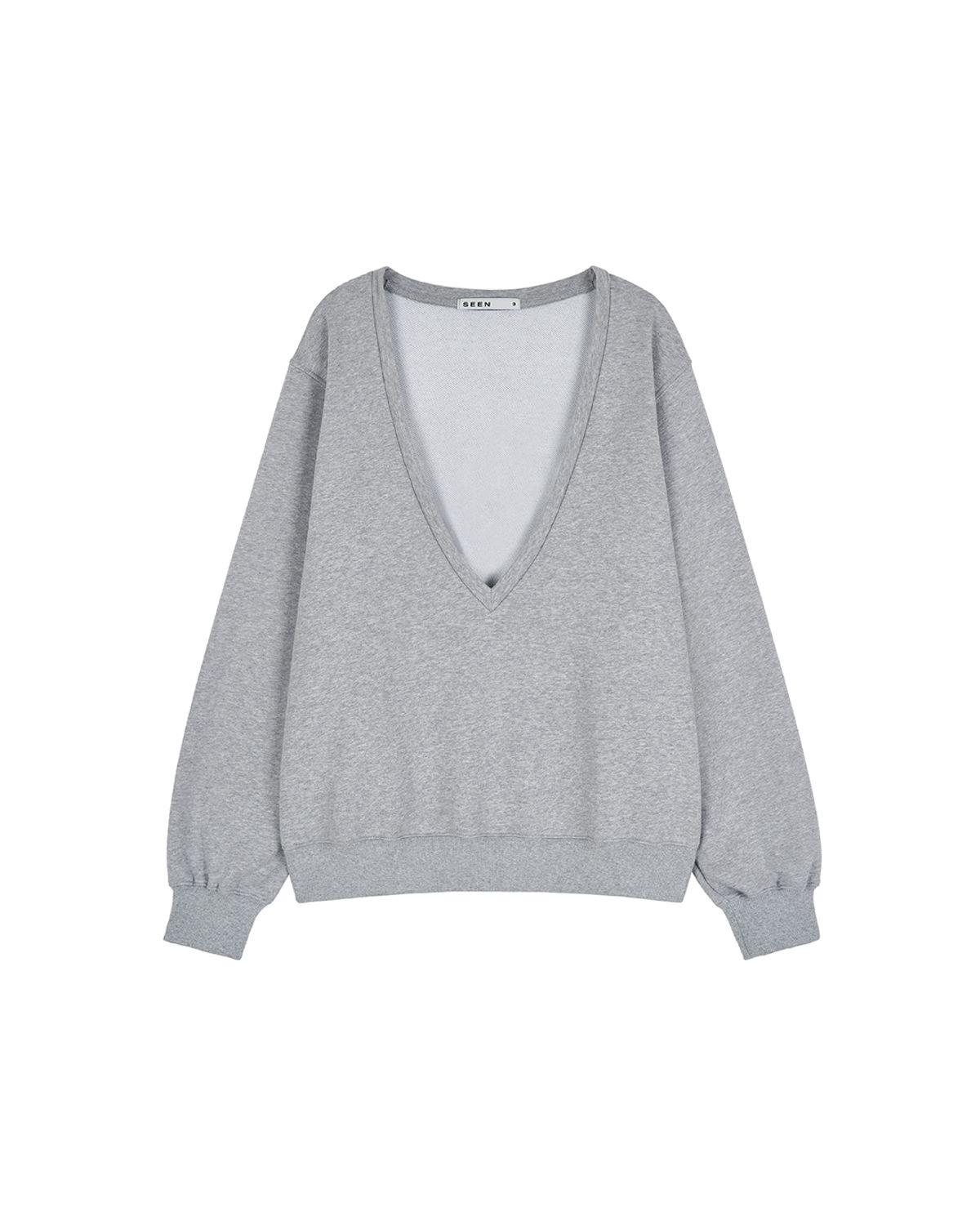 씬(SEEN) DEEP NECK SWEATSHIRTS (Melange Grey)