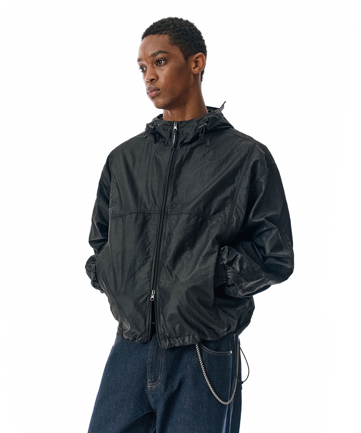 세컨모놀로그(SECONDMONO) Flap Sheer Windbreaker [NYBLACK]_SEJK010NYBLACK