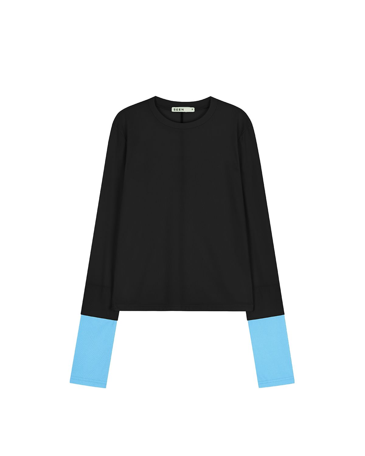 씬(SEEN) DOUBLE SLEEVE LONG T-SHIRTS (Black)