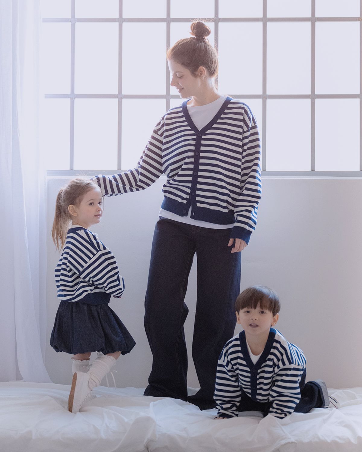 로아앤제인(ROANJANE) 인디고 니트 가디건+인디고 니트 가디건(MOM) SET