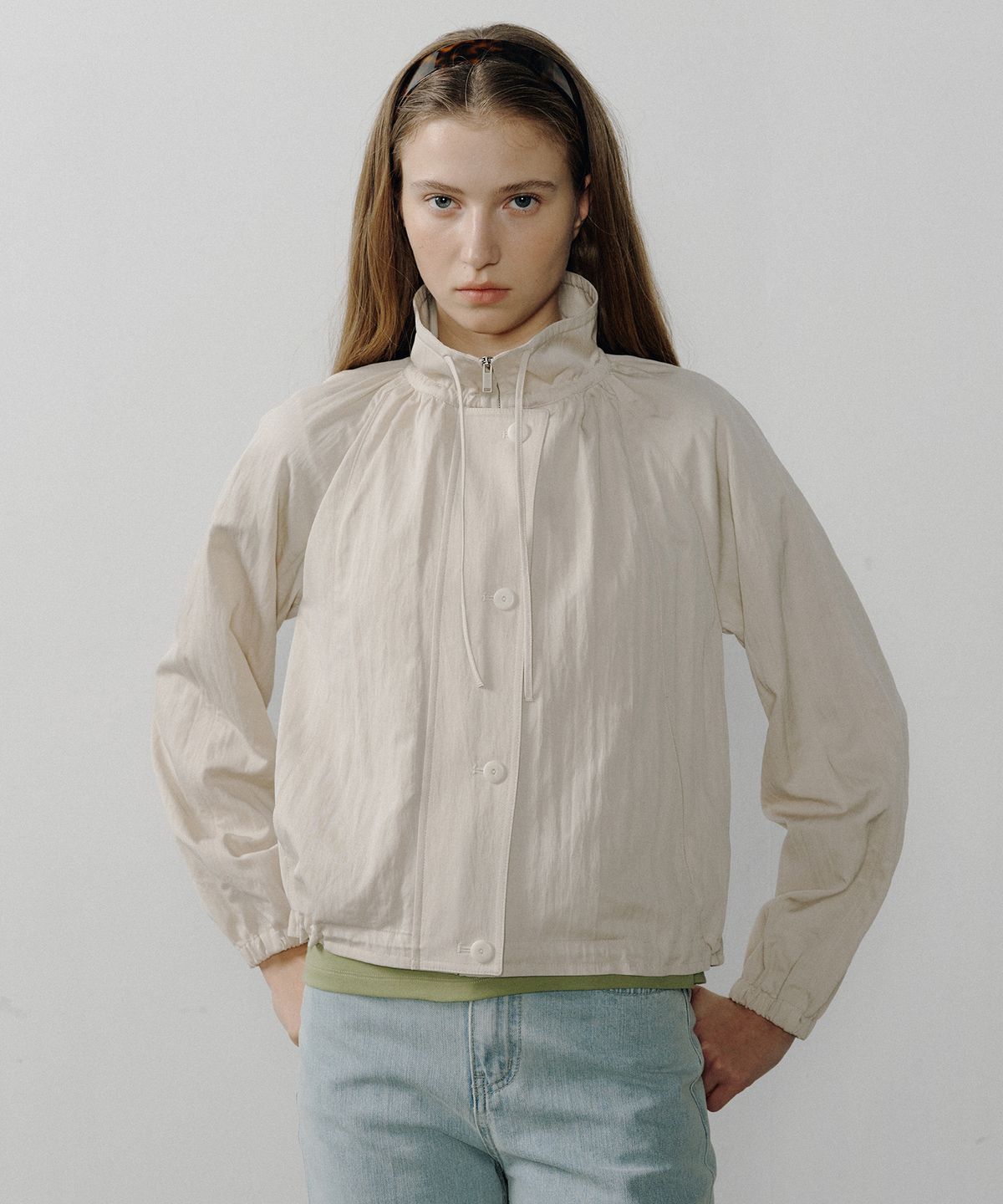오떼뜨(OCTETTE) ANNE SHIRRING BLOUSON_BEIGE