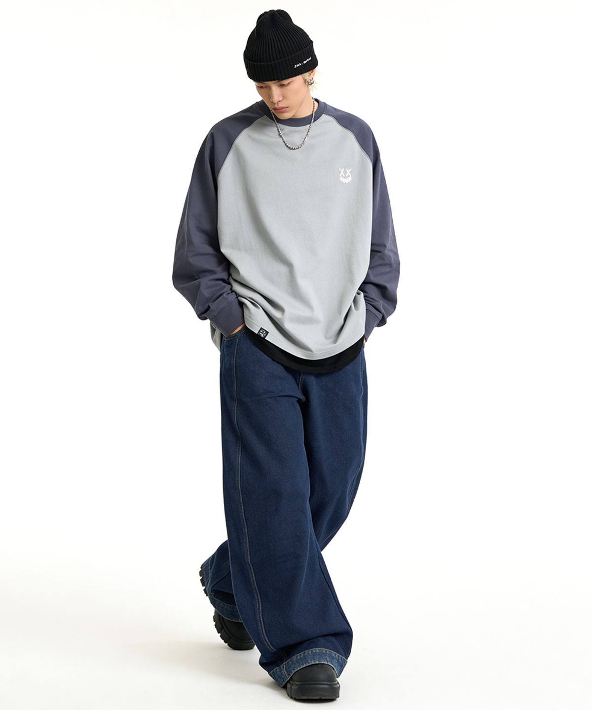 아티스트웨어(ARTISTWEAR) [ATW] 써클 커브드 데님 와이드팬츠