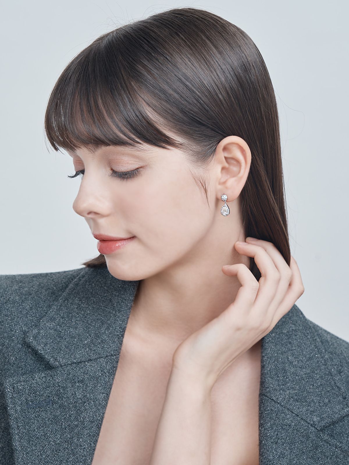 가이거주얼리(GEIGERJEWELRY) 18K GF 모이사나이트 물방울 귀걸이 GI8KPEE082