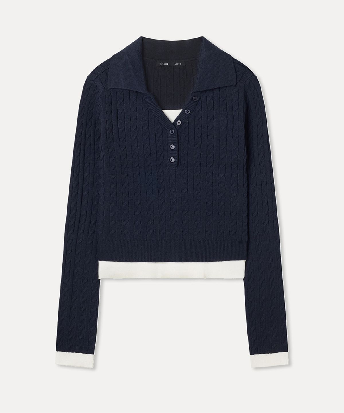 미쏘(MIXXO) 레이어드 카라넥 케이블 풀오버 RE KAF418T_MIWKAG31QT