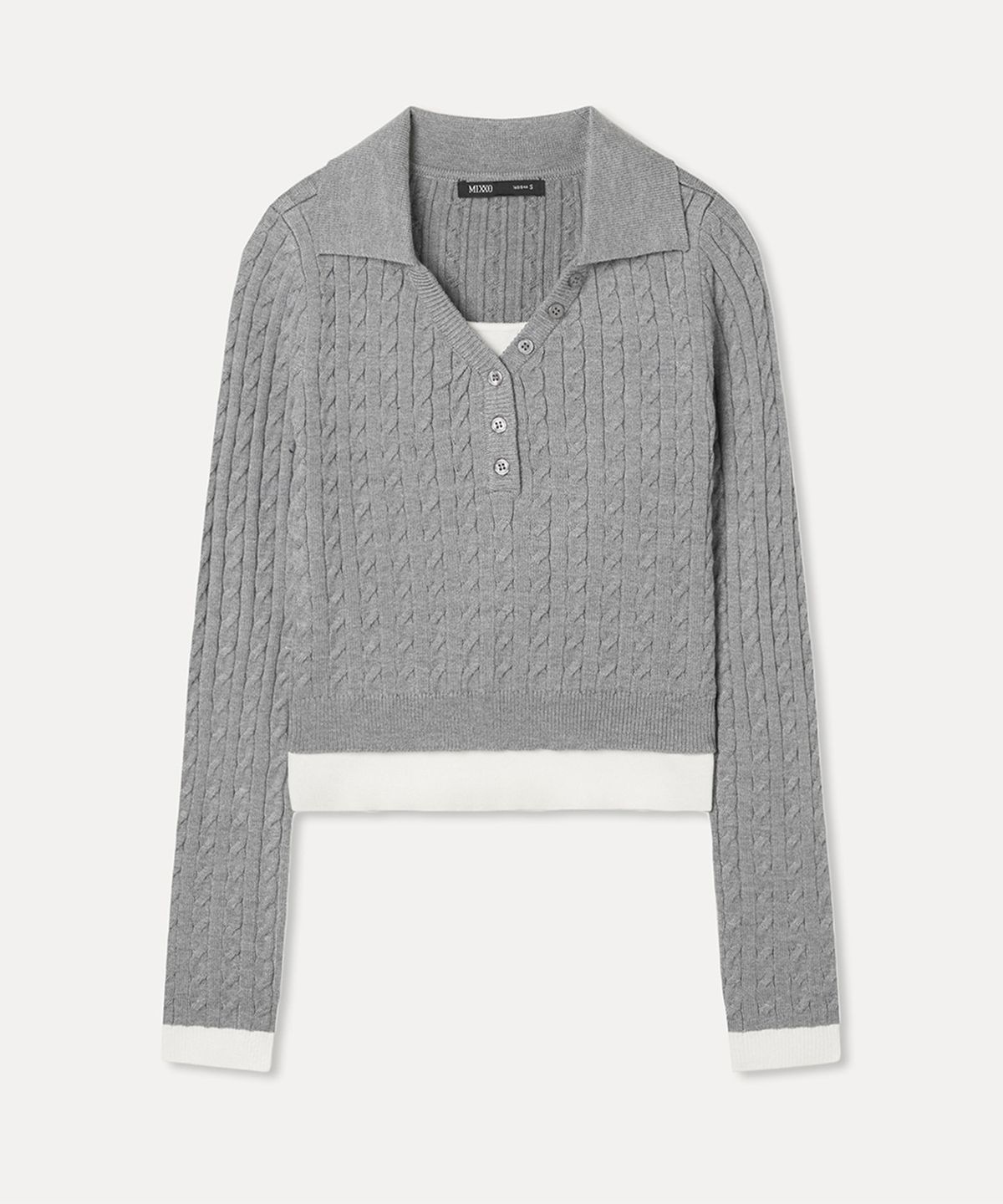 미쏘(MIXXO) 레이어드 카라넥 케이블 풀오버 RE KAF418T_MIWKAG31QT