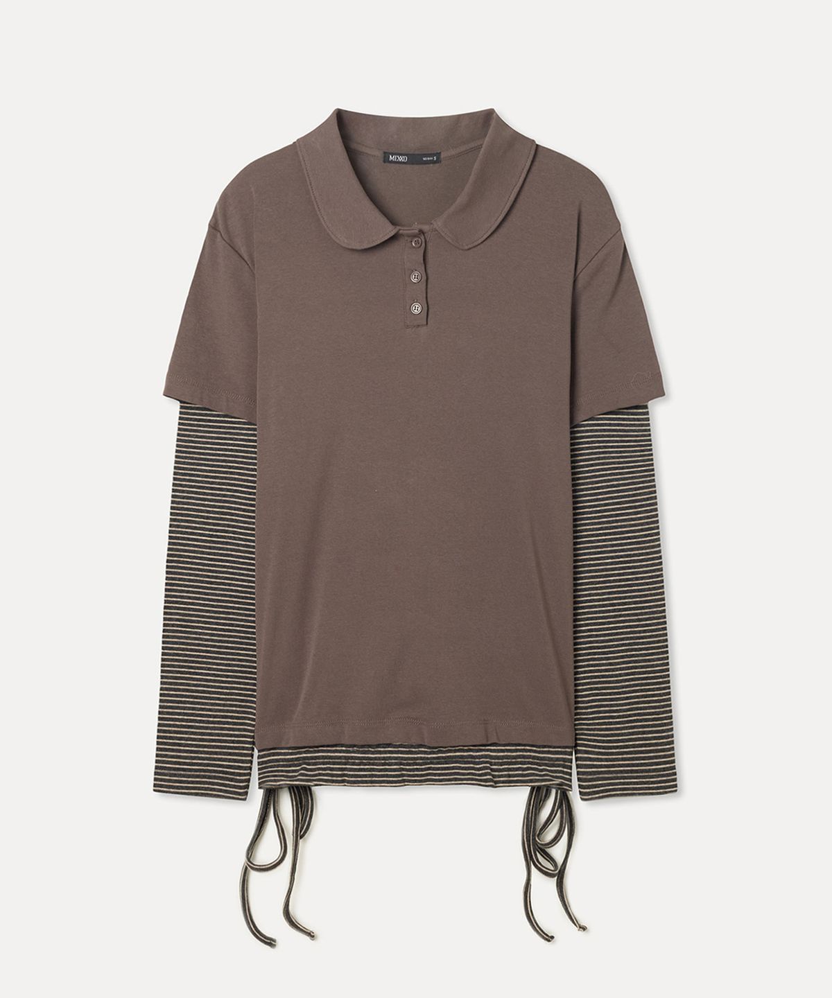 미쏘(MIXXO) 카라 스트라이프 레이어드 티셔츠 RE LWG239A_MIWLWG35QA