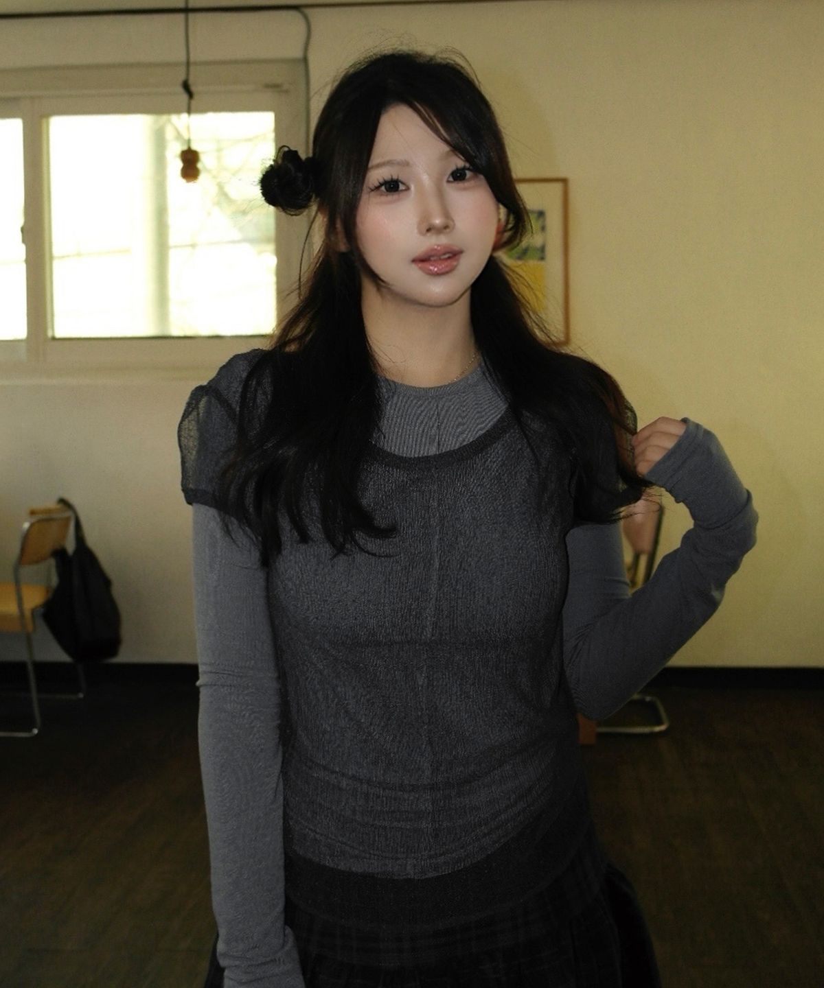 미쏘(MIXXO) 도트 시스루 레이어드 티셔츠_MIWLWG304A MIWHWG53QA