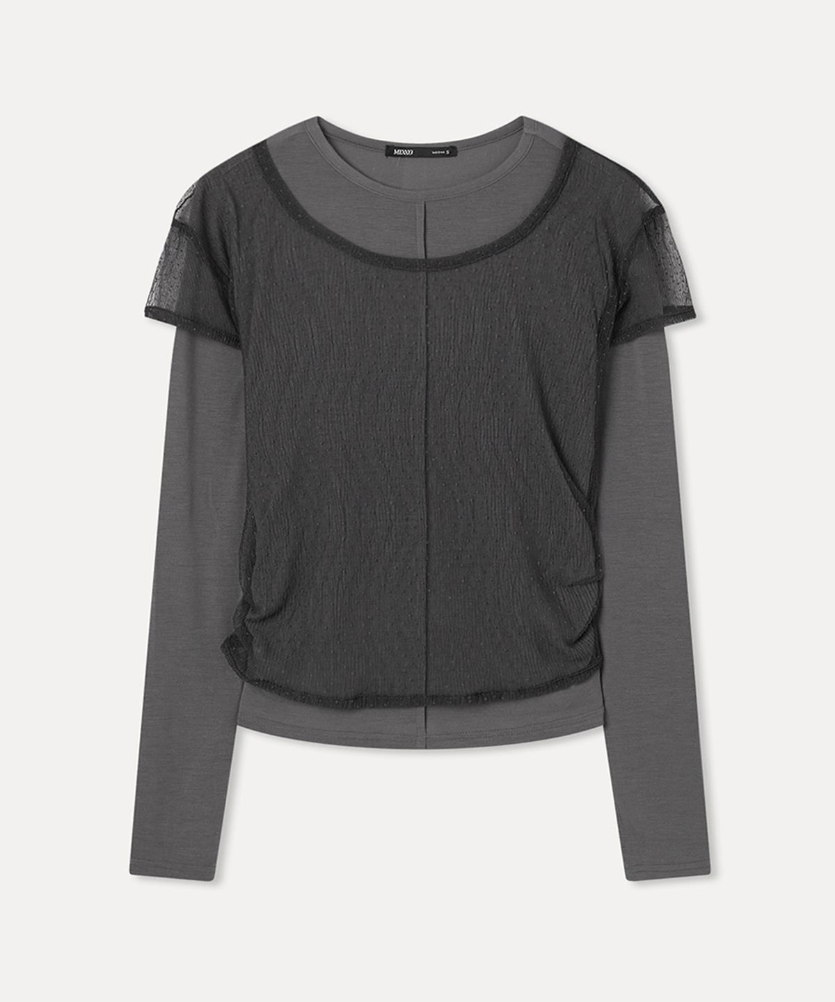 미쏘(MIXXO) 도트 시스루 레이어드 티셔츠_MIWLWG304A MIWHWG53QA