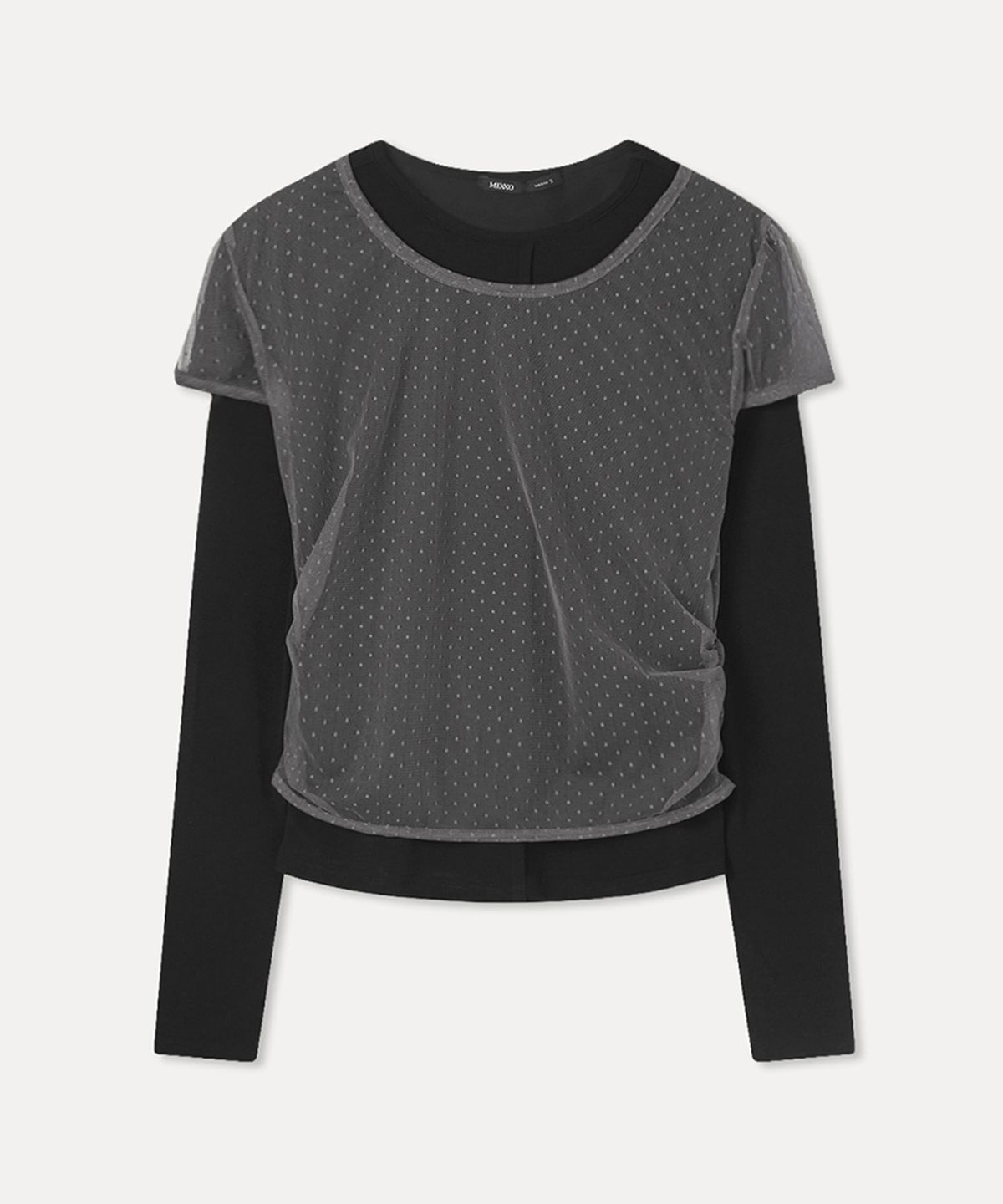 미쏘(MIXXO) 도트 시스루 레이어드 티셔츠_MIWLWG304A MIWHWG53QA