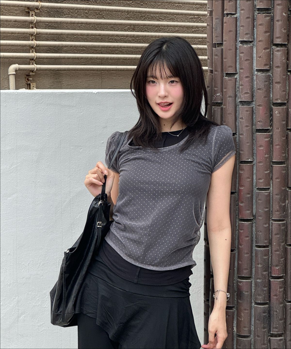 미쏘(MIXXO) 도트 시스루 레이어드 티셔츠_MIWLWG304A MIWHWG53QA