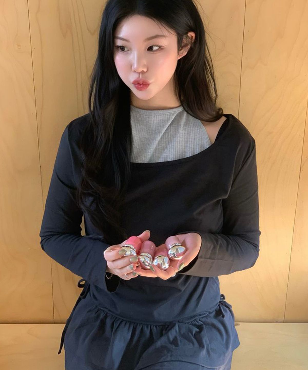 미쏘(MIXXO) 스커트 레이어드 티셔츠_MIWLWG342A MIWHWG73QA
