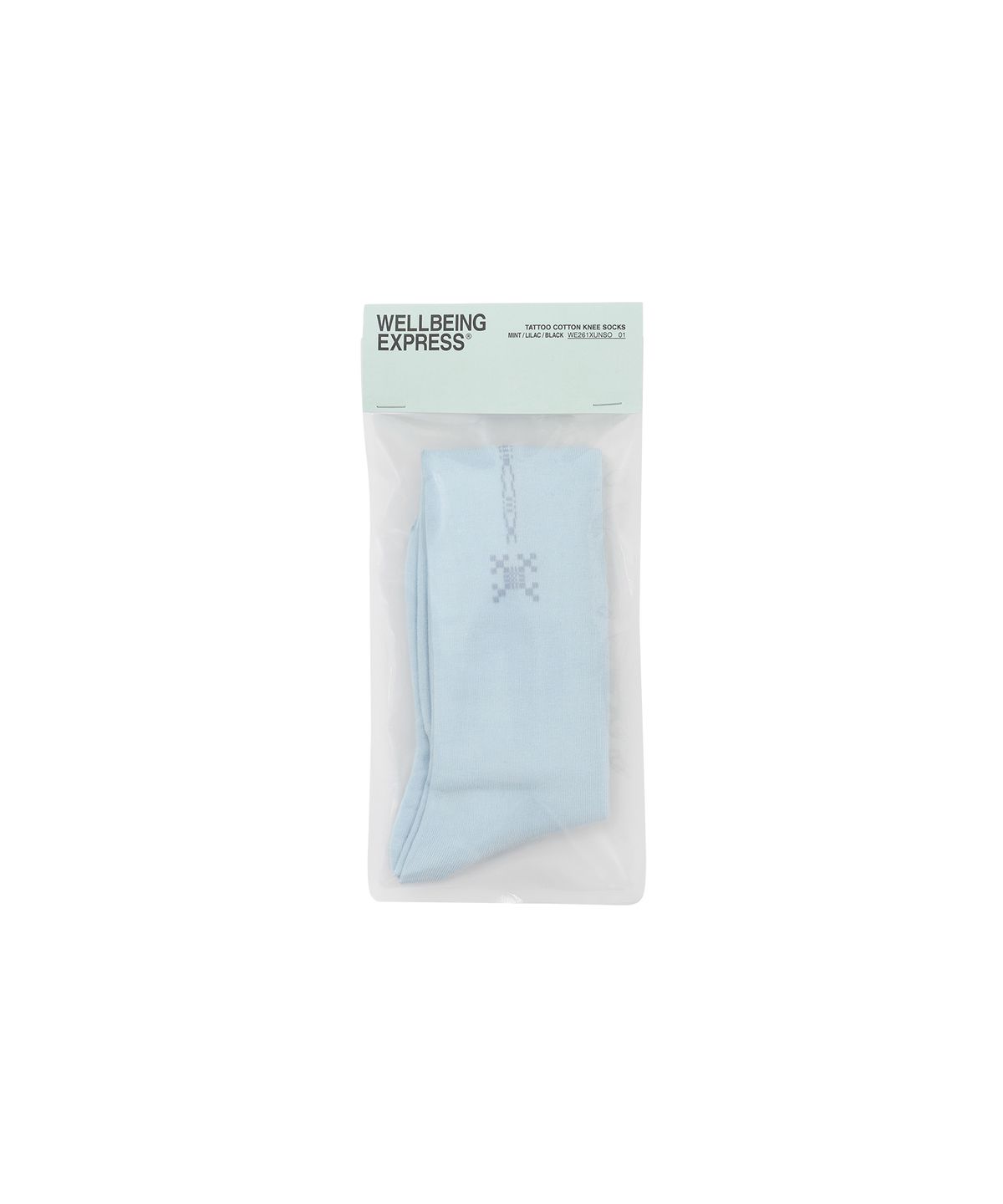 웰빙익스프레스(WELLBEING EXPRESS) Tattoo Cotton Knee Socks Sky Blue