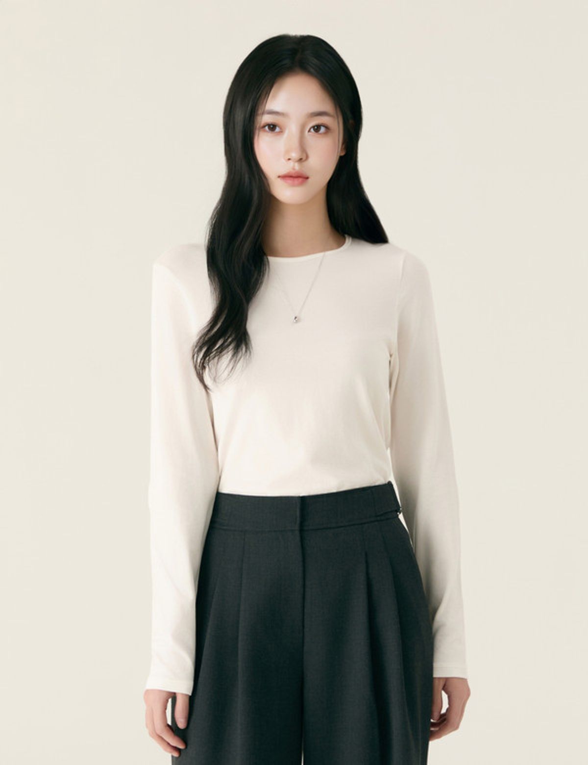 로엠(ROEM) 올데이티셔츠 텐셀 라운드 티셔츠_RMLWG23R01