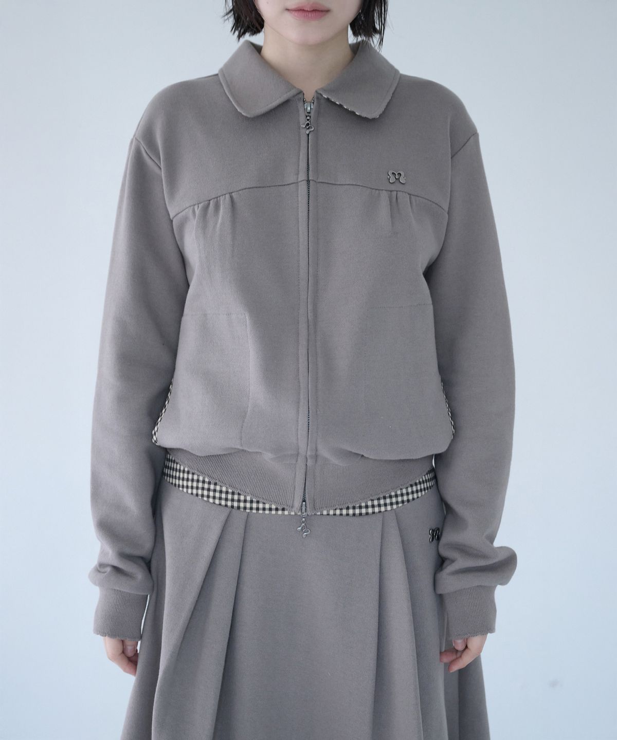 미레코(MIRECO) MINI CHECK SWEAT JK BEIGE