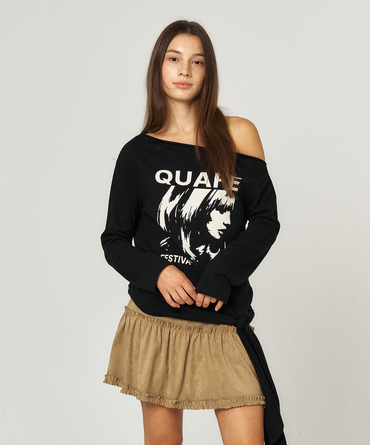 꾸아페(QUAFE) CANCAN SUEDE MINI SKIRT_2color