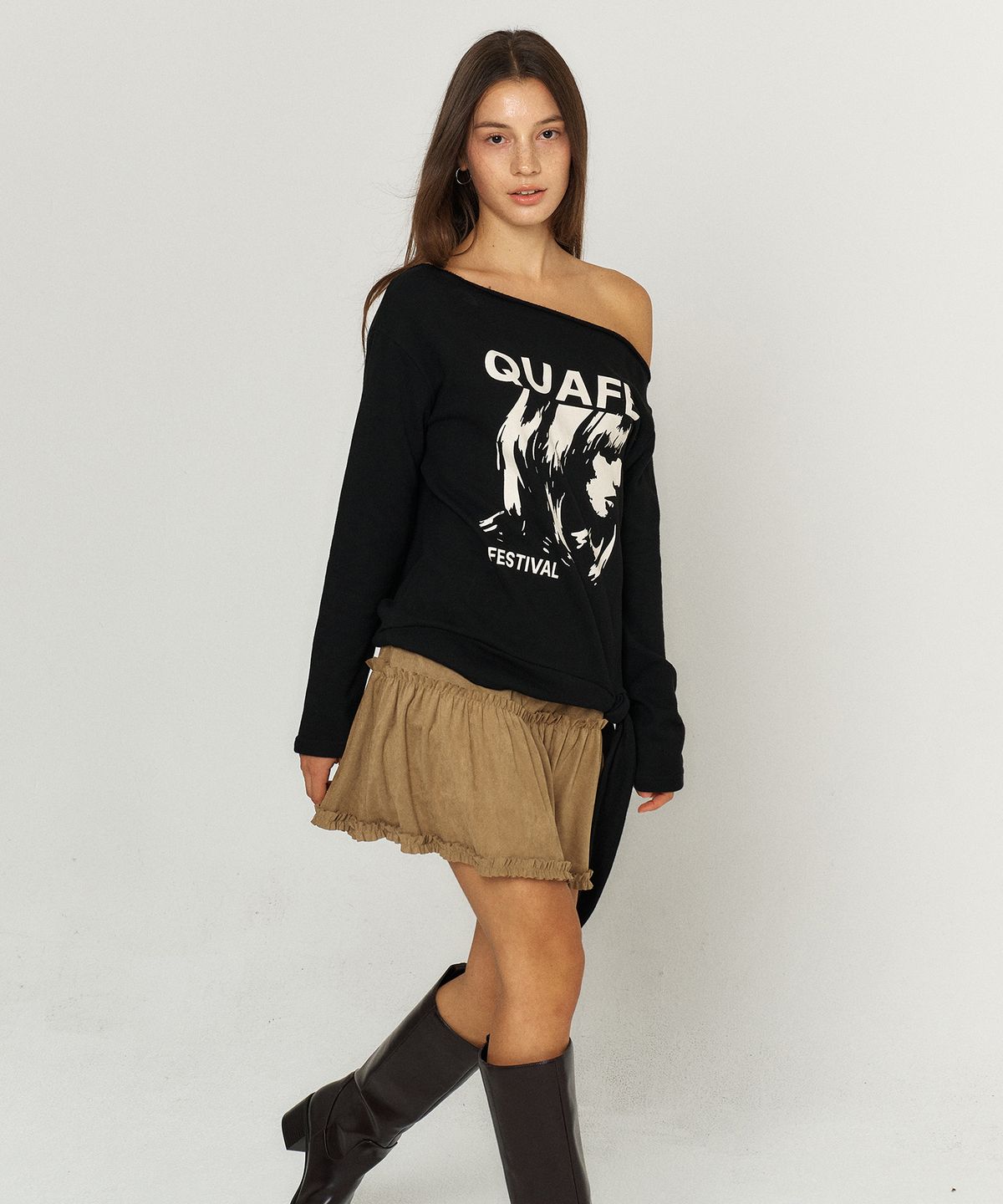 꾸아페(QUAFE) CANCAN SUEDE MINI SKIRT_2color