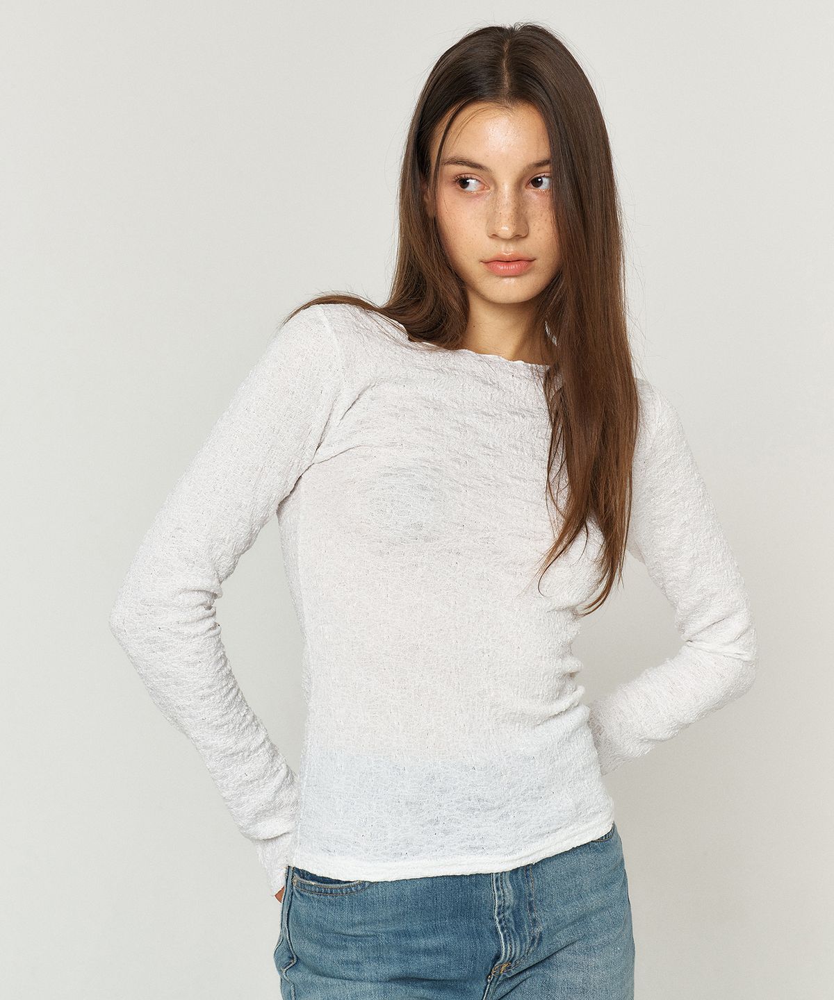 꾸아페(QUAFE) LACE LONG SLEEVE T-SHIRT_2color