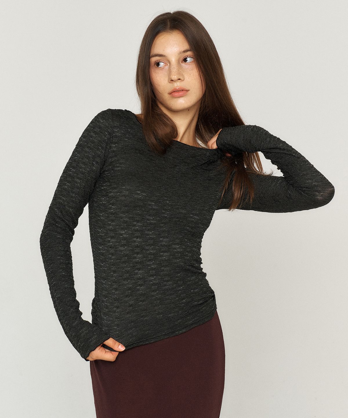 꾸아페(QUAFE) LACE LONG SLEEVE T-SHIRT_2color