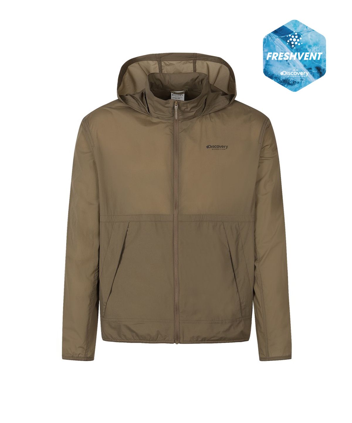 디스커버리 익스페디션(DISCOVERY EXPEDITION) 남성 프레시벤트 후드내장형 바람막이 (D/BEIGE)
