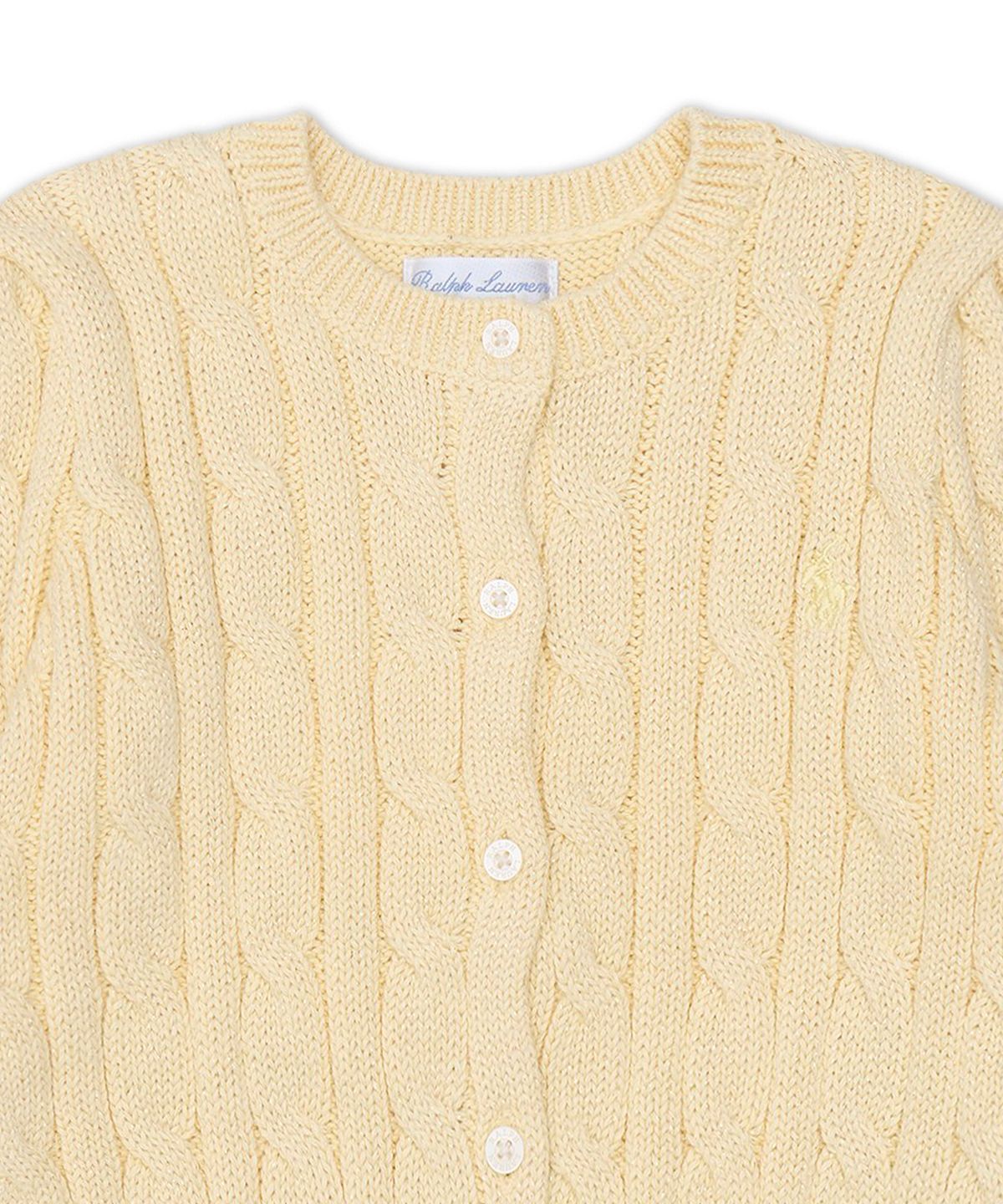 폴로 랄프 로렌 칠드런(POLO RALPH LAUREN CHILDREN) 메탈릭 케이블 니트 카디건-옐로우