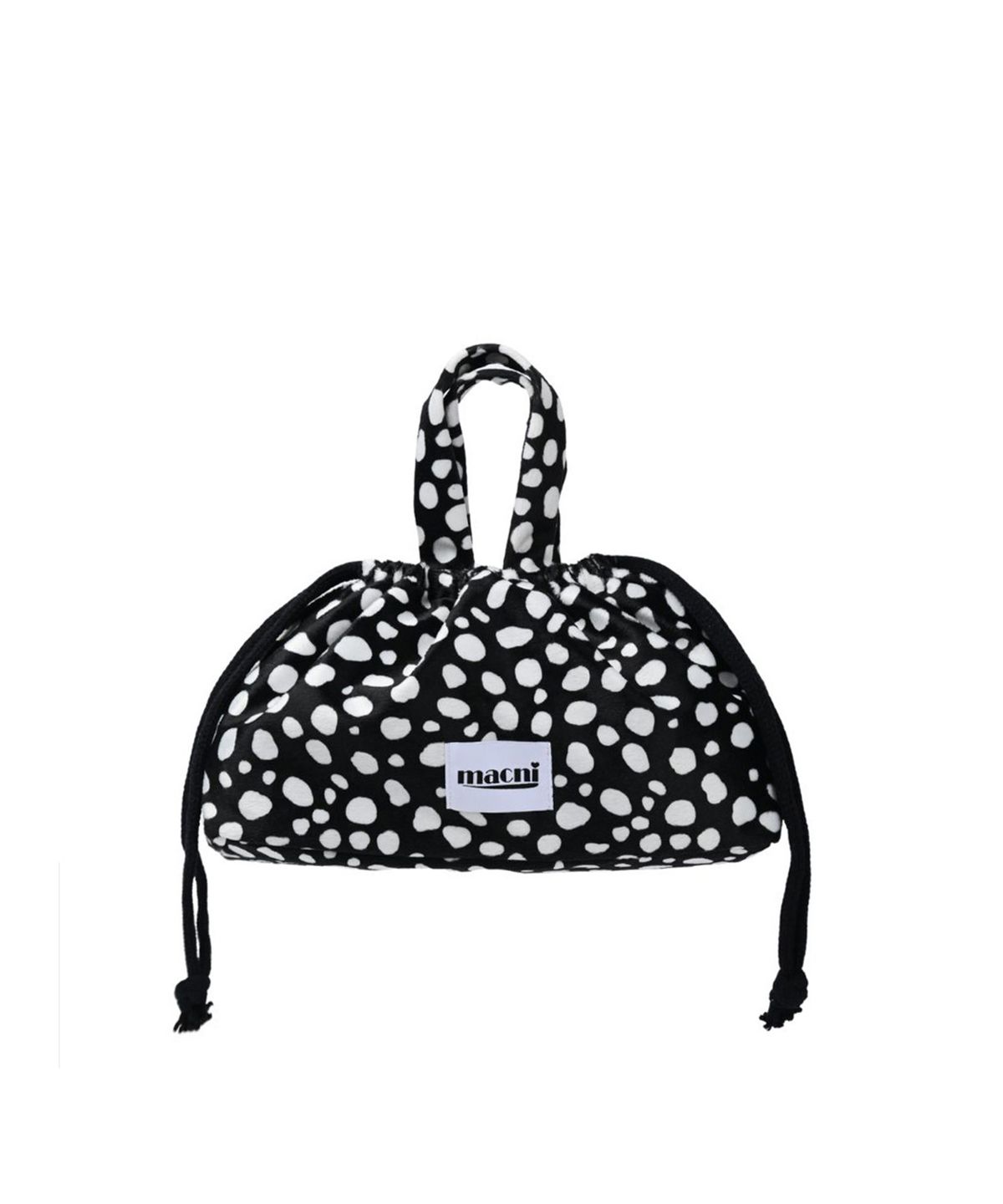 마크니(MACNI) PEBBLE DOT STRING PUFFY BAG DOT BLACK