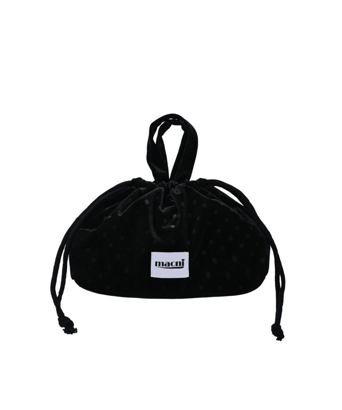 마크니(MACNI) DOT VELVET STRING PUFFY BAG VELVET BLACK