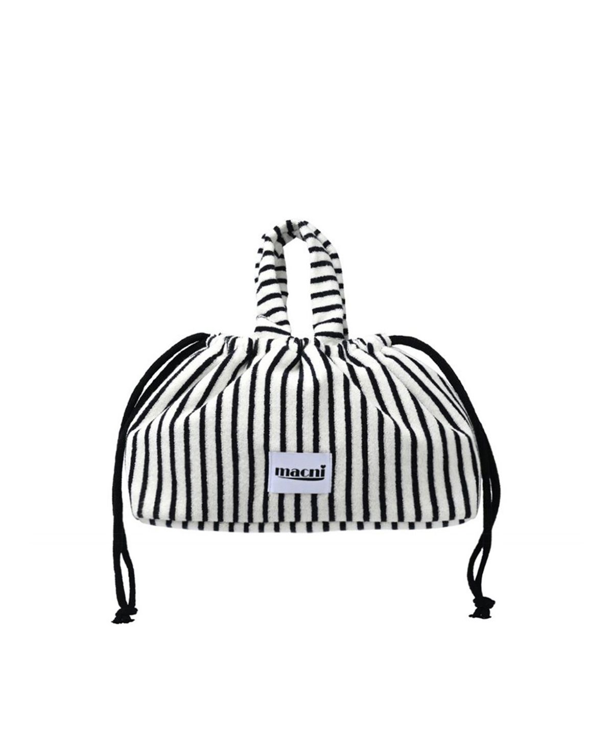 마크니(MACNI) TERRY STRING PUFFY BAG NAVY