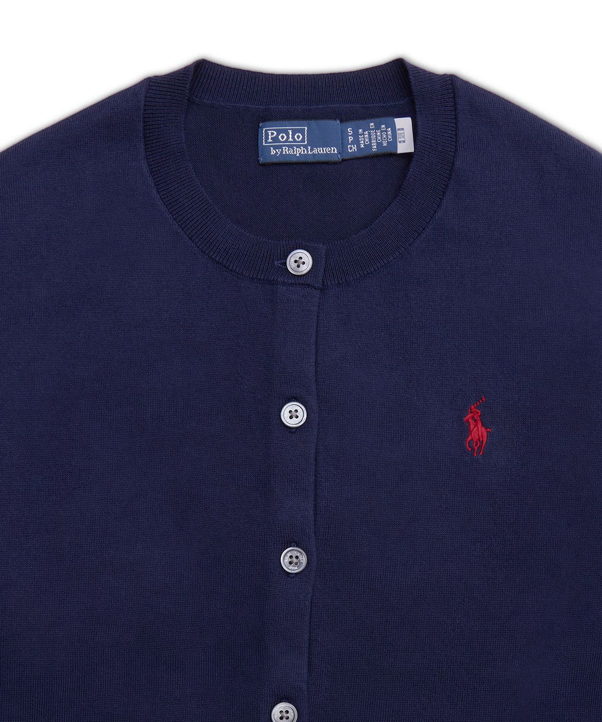 폴로 랄프 로렌(POLO RALPH LAUREN) 코튼 크루넥 카디건-블루