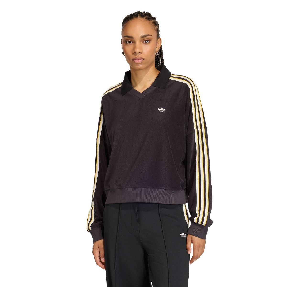 아디다스(ADIDAS) 테리 타월 브이넥 롱 슬리브 폴로 셔츠 KD1402