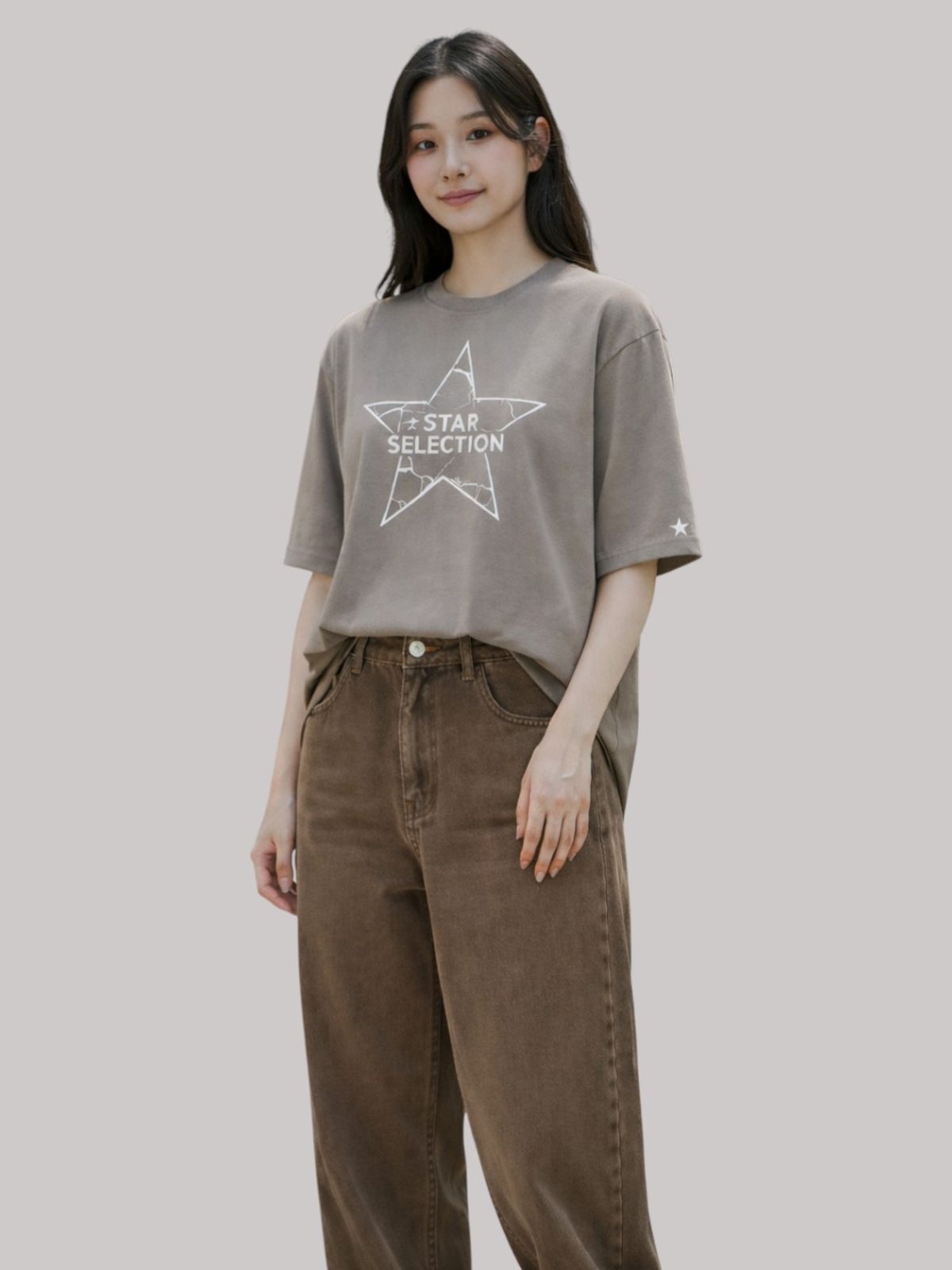 지블랙(ZBLACK) 스타셀렉션 스타인스타  오버핏 반팔 DUST BEIGE