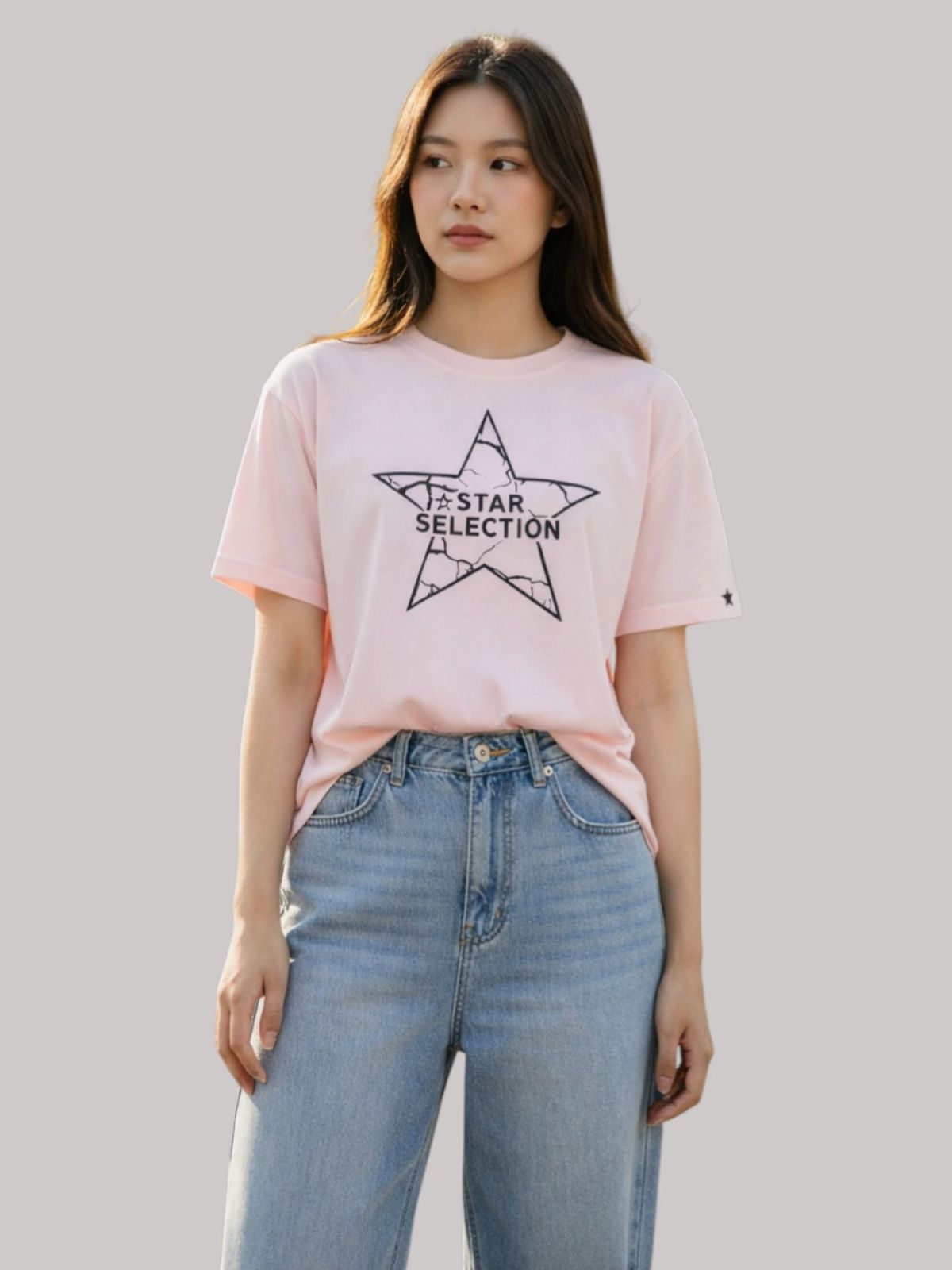 지블랙(ZBLACK) 스타셀렉션 스타인스타  오버핏 반팔 LIGHT PINK